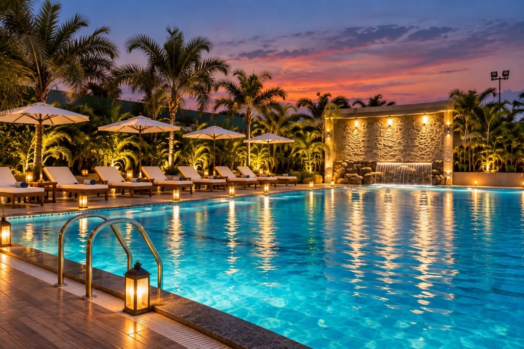 Vanrai Resort - Swimming Pool & Waterpark at Sunset