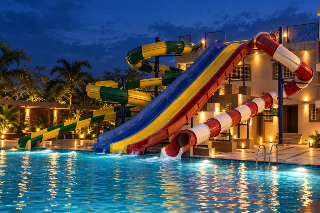 Curved Spiral Water Slides